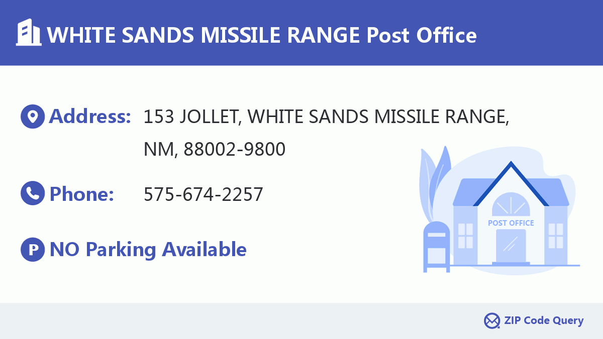 Post Office:WHITE SANDS MISSILE RANGE